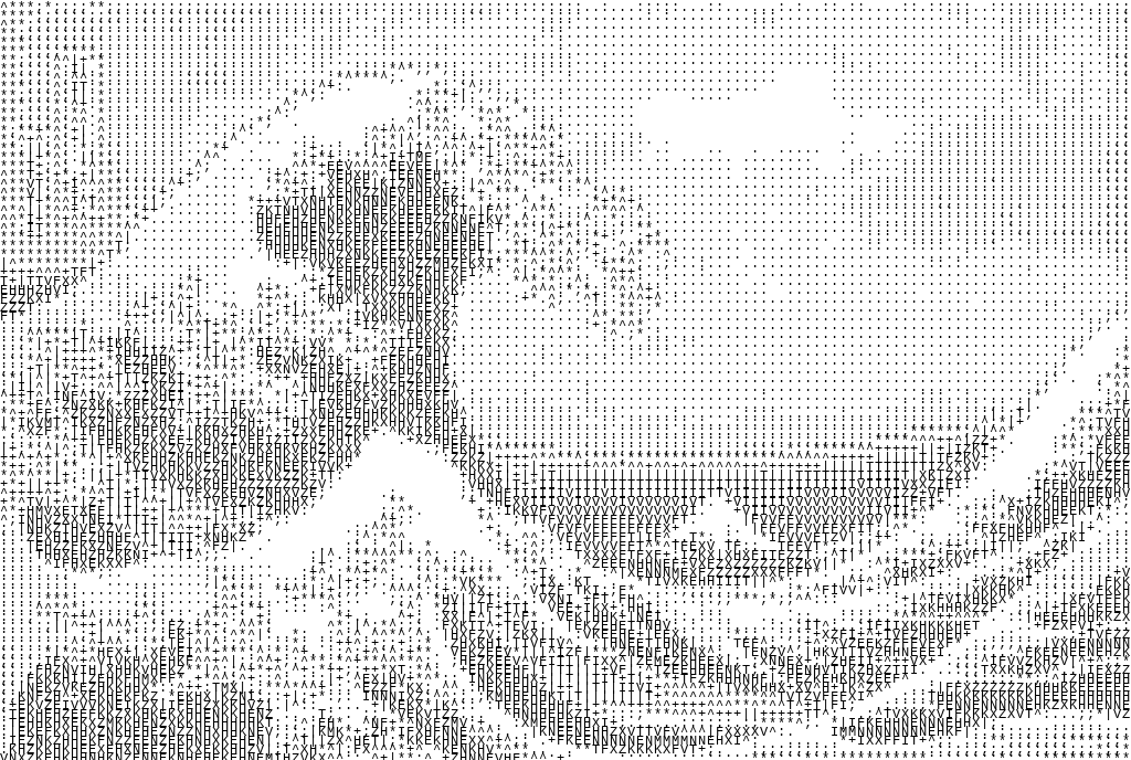 The Great Wave off Kanagawa rendered as ASCII art