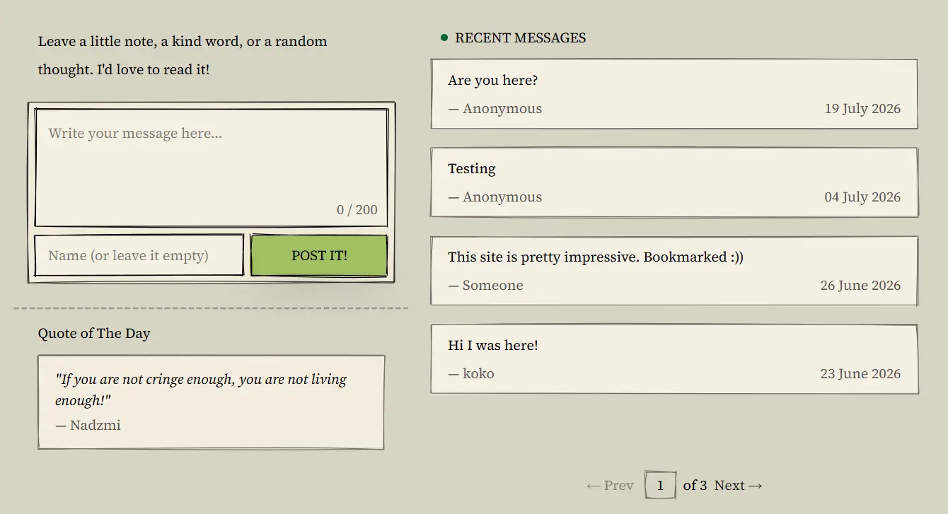 Portfolio message board implementation