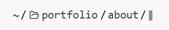 Navigation breadcrumb showing directory-style path with blinking terminal cursor