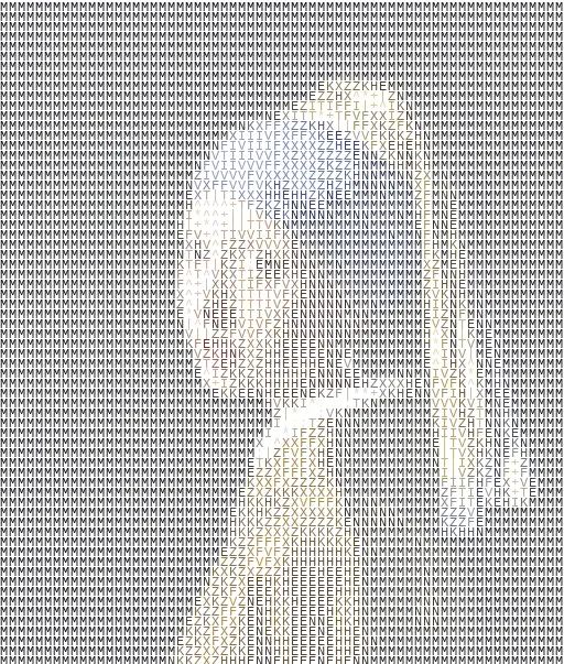 Girl with a Pearl Earring rendered as ASCII art (with color)